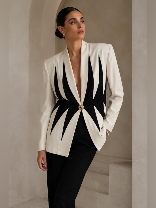 Vintage Jackets & Blazers - Vintage By Night Geometric Colorblock Blazer Union Made Canada Sz 8